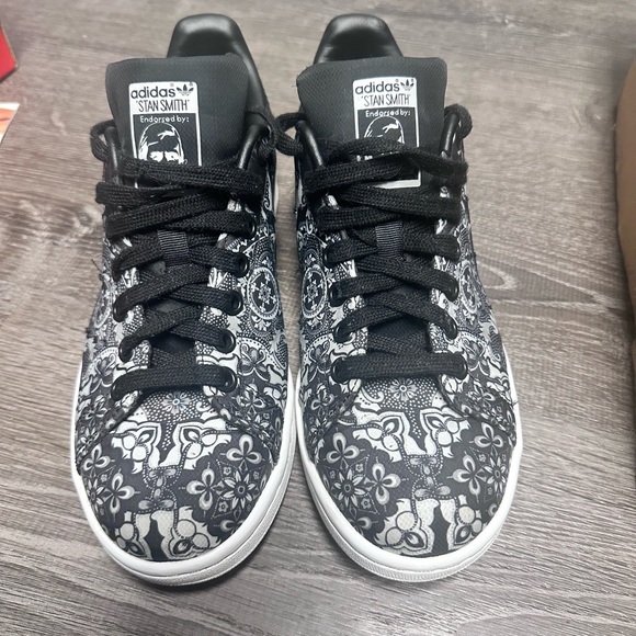adidas Shoes - adidas Stan Smith Black and White lace tattoo Print Sneakers